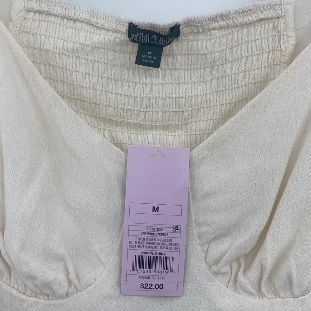 Wild Fable Off White Cropped Long Sleeve Lace Top Size Medium - Picture 6 of 9